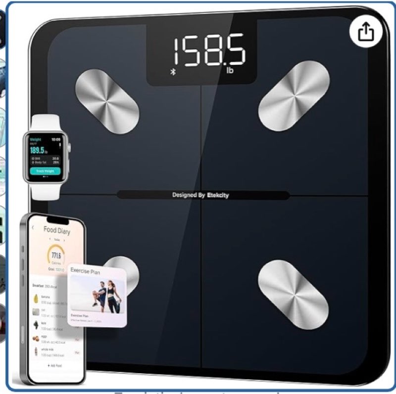 etekcity smart scale for body weight, fsa&hsa eligible, bathroom digital weighing scale with bmi, body fat, muscle mass, accurate bluetooth home user health equipment sync apps, led, tempered glass