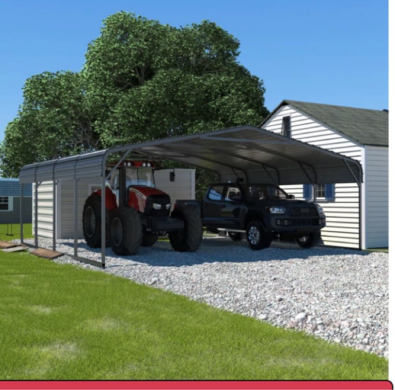 incomplete Steel Carport, Galvanized Multiple 