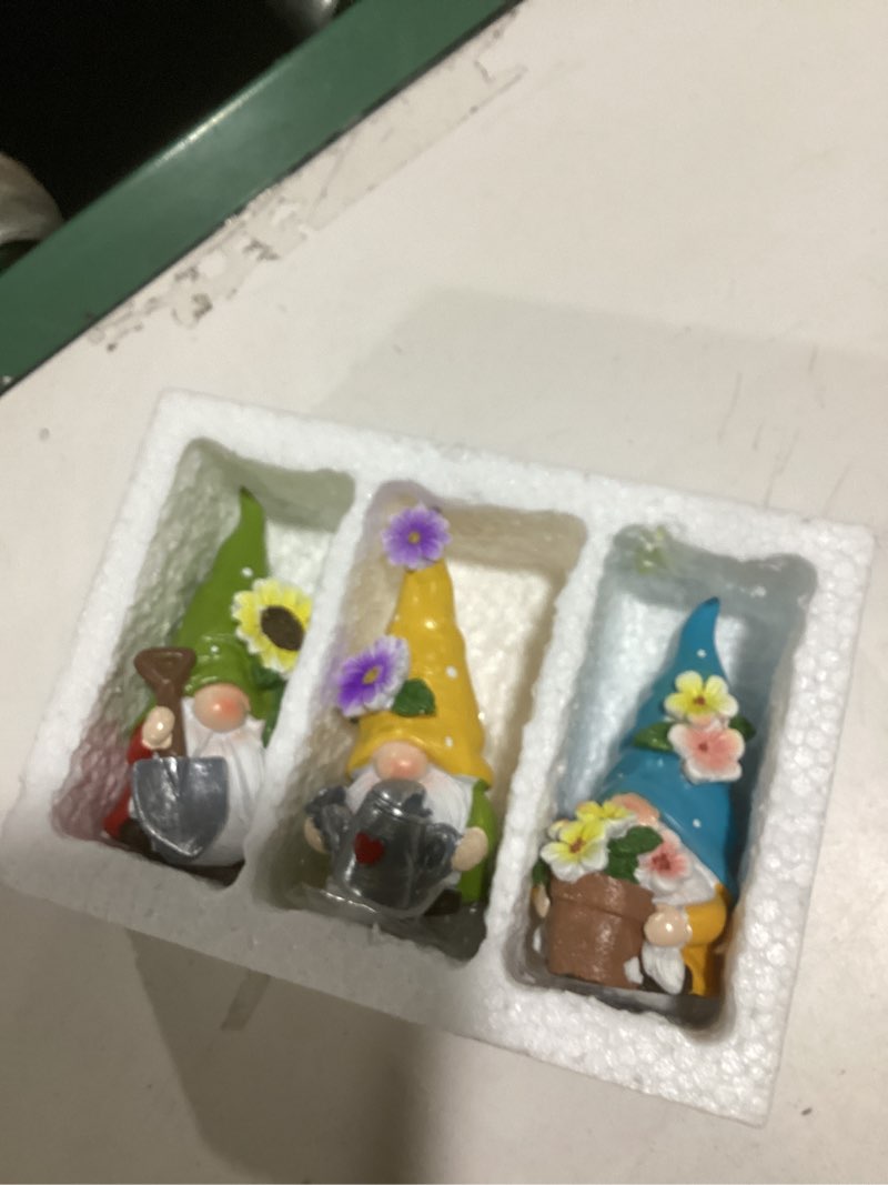 Condition photo showing Good Condition for hodao summer decorations for home - colorful garden gnomes figurines with flowers & tools – spring summer indoor decor for table, lawn, window sill – gift for garden lovers spring and summer gnomes