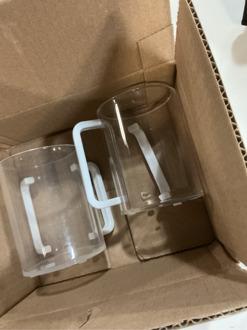 Condition photo showing As Is for 2 pcs judaica hand washing cup with dual handles 5" acrylic clear negel vasser hand washing cup for jewish ritual netilat yadayim holiday gifts (black handle)