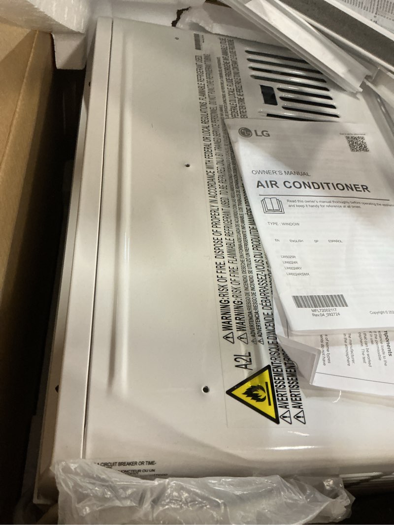 Condition photo showing Good Condition for lg lw6024rsmx window air conditioner, wi-fi enabled w/remote, for small room (260 sq.ft.), quiet operation, 115v, 6,000 btu, white
