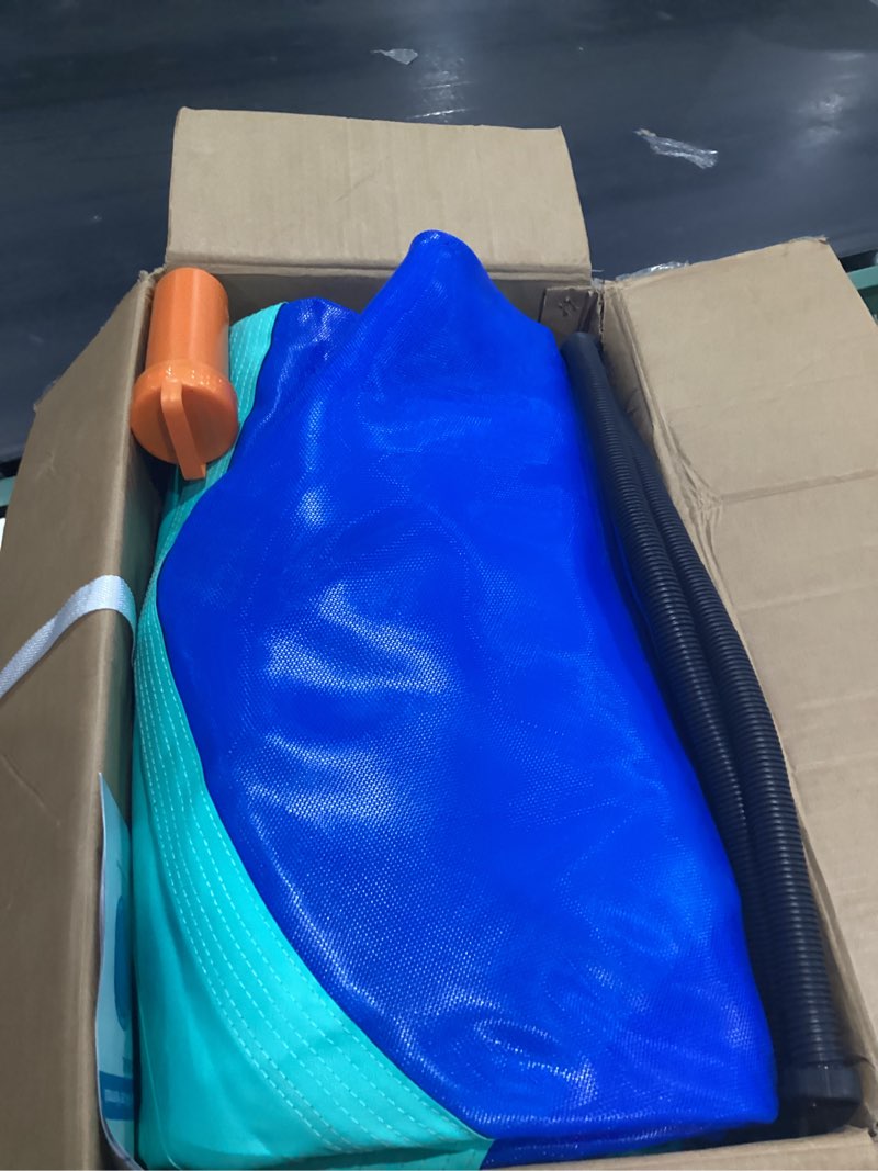 Condition photo showing As Is for coolwave inflatable water trampoline 12ft blue
