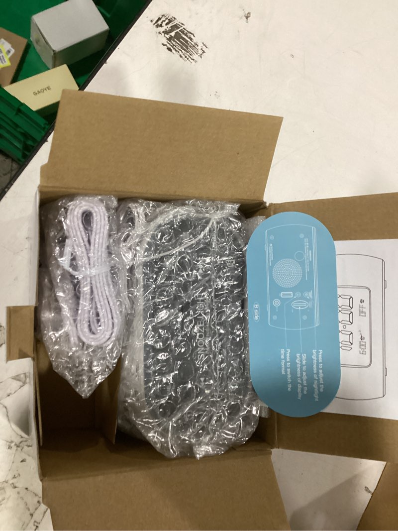 Condition photo showing New/Like New for housbay glow small alarm clock radio for bedrooms with 7 color night light, dual alarm, dimmer, usb charger, battery backup, nap timer, fm radio with auto-off timer for bedside?white?