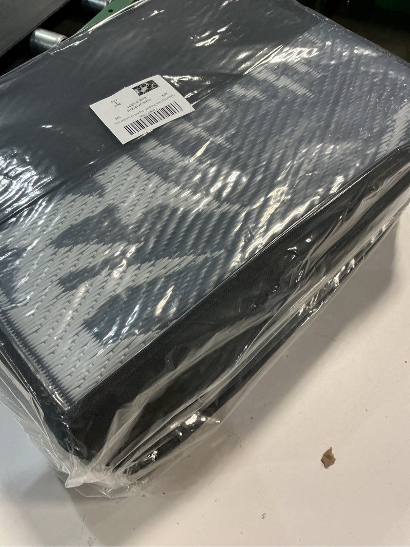 Condition photo showing New/Like New for MontVoo Outdoor Rug 8x10 ft Waterproof Patio Rug-Outdoor Carpet Mat Reversible Plastic Straw Outside Outdoor Rug for RV Camping Picnic Beach Balcony Backyard Pool Deck Porch Farmhouse Floral Black Black&grey 8' x 10' (Rectangular)