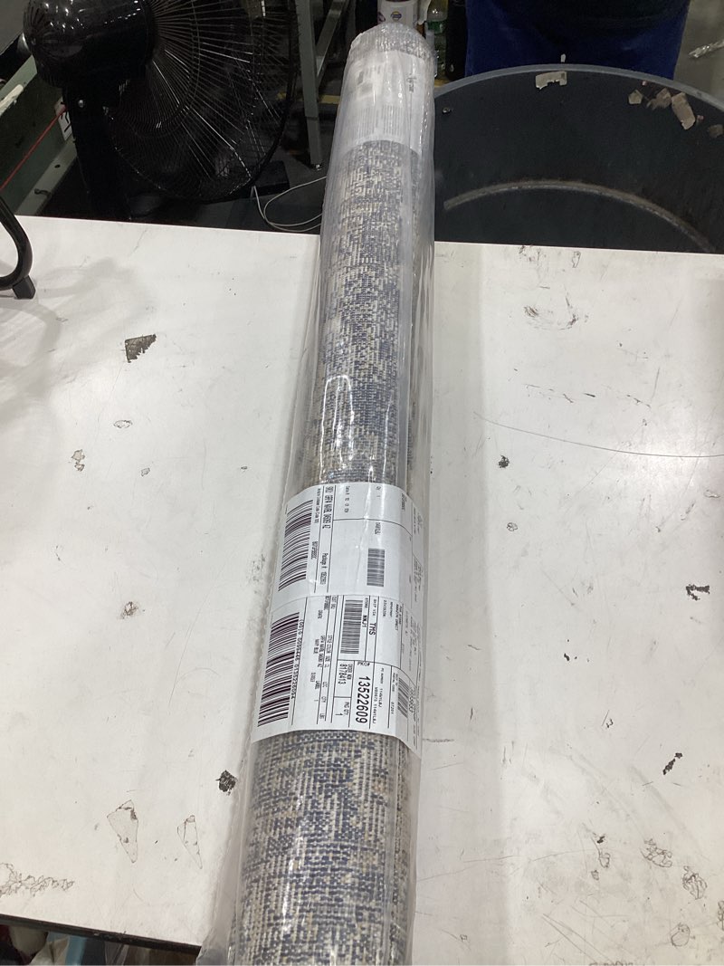 Condition photo showing New/Like New for nourison home grafix navy blue 3'9" x 5'9" area rug - easy clean, non shedding, bed room, living room, dining room, kitchen (4' x 6')
