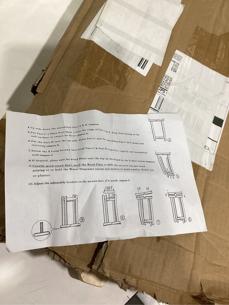Condition photo showing As Is for new wave enviro natural wood water dispenser floor stand, natural wood finish, easy assembly with in