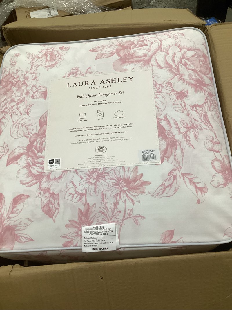 Condition photo showing Good Condition for laura ashley 3pc full/queen delphine comforter bedding set pink
