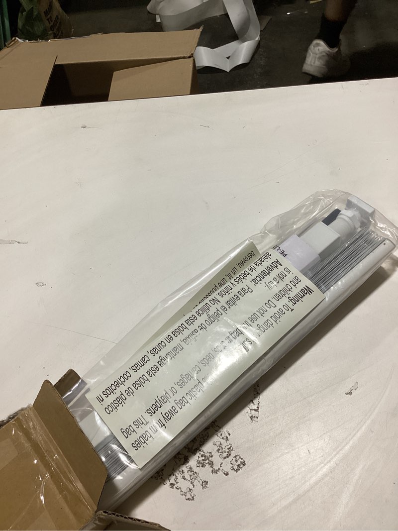 Condition photo showing As Is for lazblinds no tools-no drill 1" aluminum mini blinds, cordless blinds for indoor windows, light filtering horizontal blinds and shades for window size 36'' w x 64'' h, white no drill-white 36'' w x 64'' h