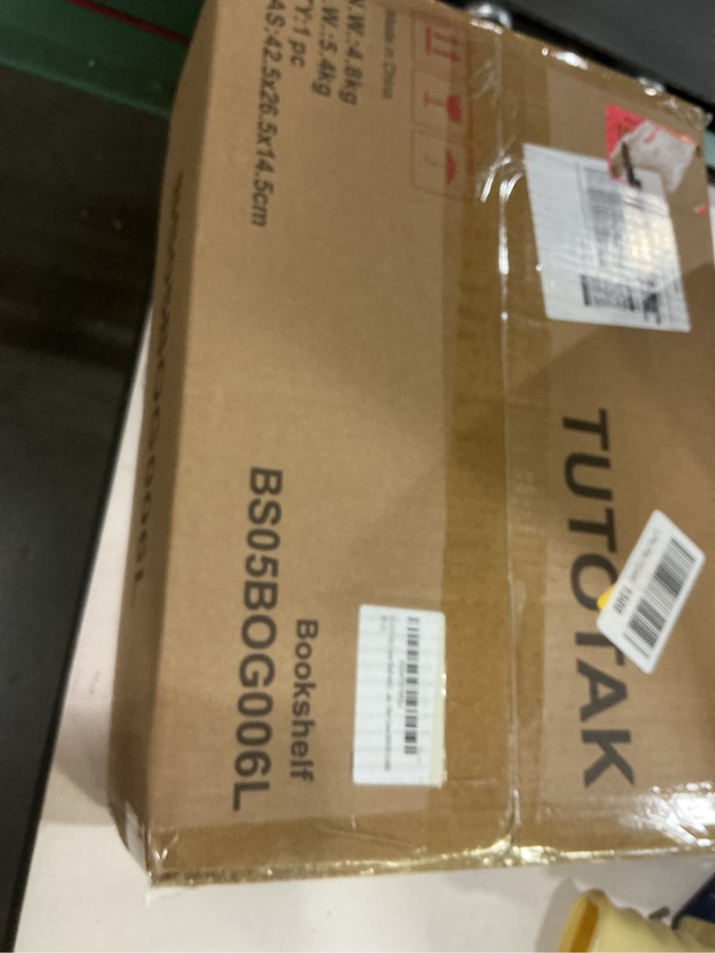 Condition photo showing New/Like New for TUTOTAK Corner Shelf with LED Light, 6-Tier Corner Bookshelf for Small Space, Narrow Display Corner Shelf Stand with Storage Rack, for Living Room, Bedroom, Olive Green BS05BOG006L Green 6-Tier With LED