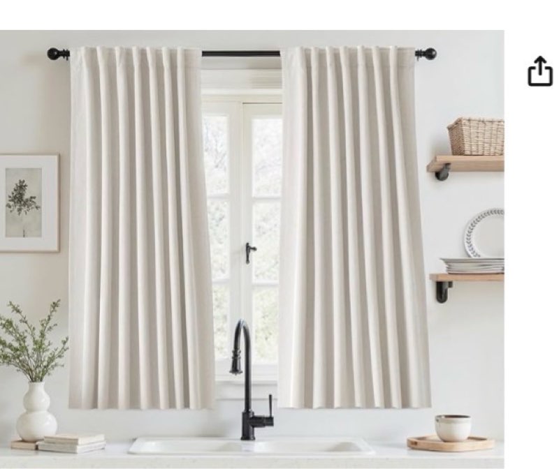 blackout curtains 54 inch long for bedroom living room, cream drapes thermal insulated room darkening noise reducing linen black out curtain with(pack 1)incompleto )