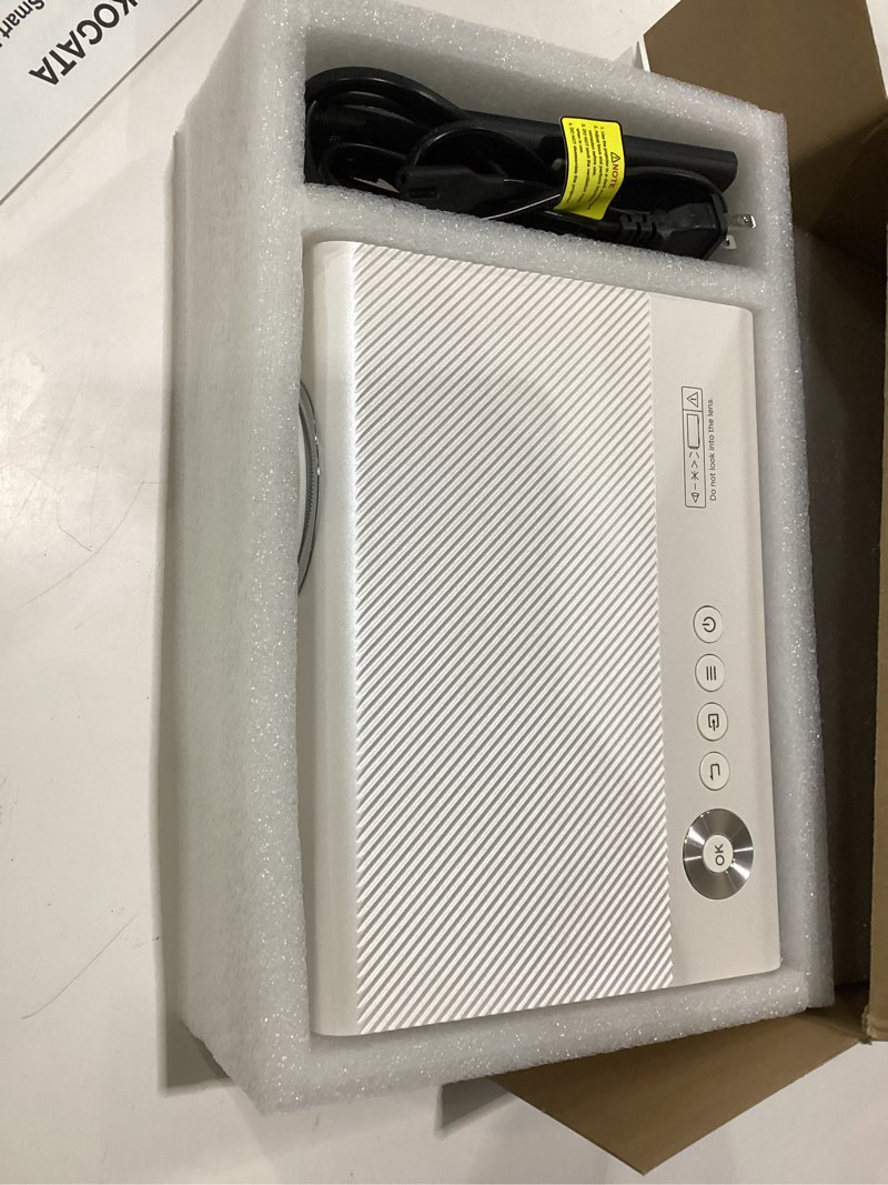 Condition photo showing Good Condition for smart projector with wifi and bluetooth, proyector-4k support official licensed apps, 2000 ansi/ai auto focus/50w dolby/hdr10+/quiet, kogata portable indoor/outdoor movie projector ceiling white