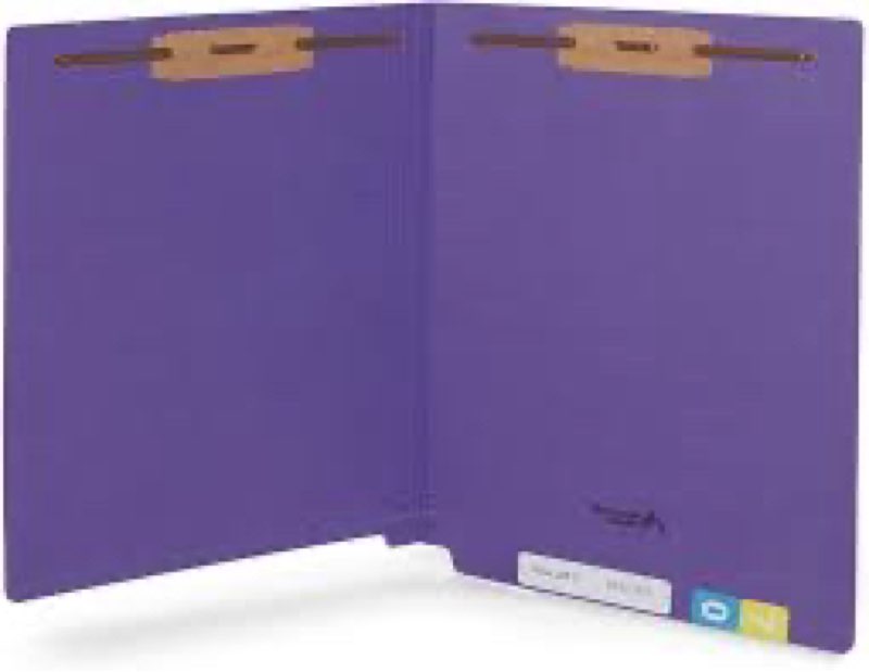 Blue Summit Supplies 50 Full End Tab Purple File Folders With Fasteners, Letter Size, Two Prongs, 50