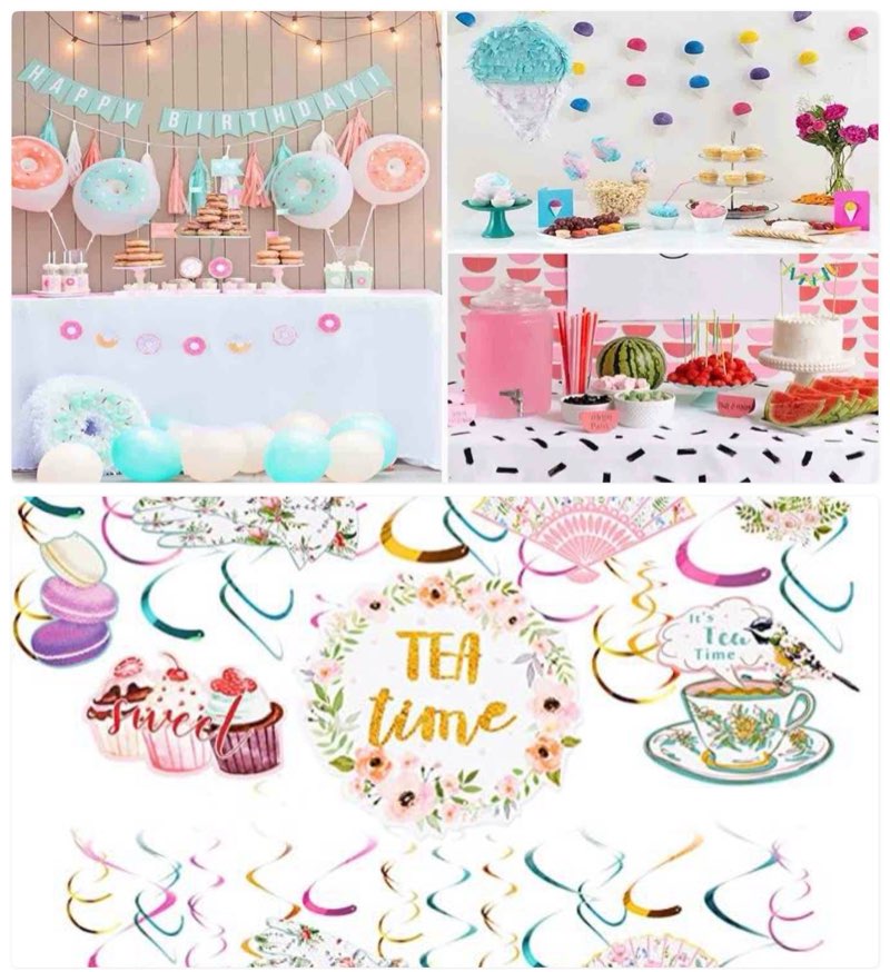 assorted celebration/decoration supplies (may include a variety of styles, colors, and themes)
