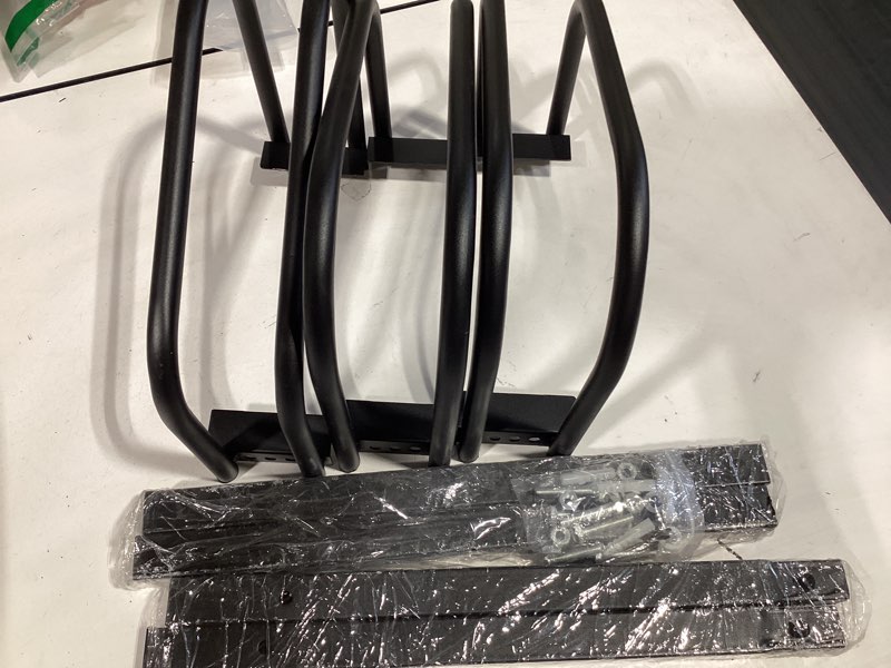 Condition photo showing Good Condition for ultrawall bike storage rack for garage, 3 bikes floor bike stand, bicycle parking stand rack for indoor/outdoor, fit 22-28" wheel tire width 2.1" 3 bike holder