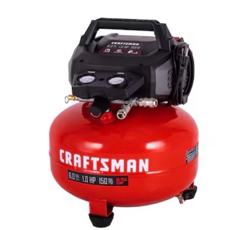 craftsman 6-gallon portable electric 150 psi pancake air compressor