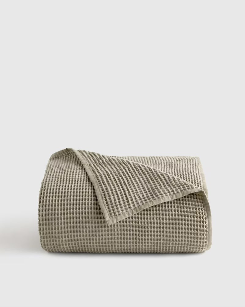 organic waffle bed blanket sage