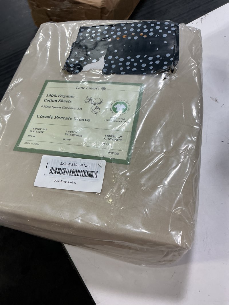 Condition photo showing Good Condition for lane linen 100% organic cotton queen size sheets set, eco friedly mercerized fully elasticized queen sheets, naturally temperature regulating cooling cotton sheets- linen queen 11: linen