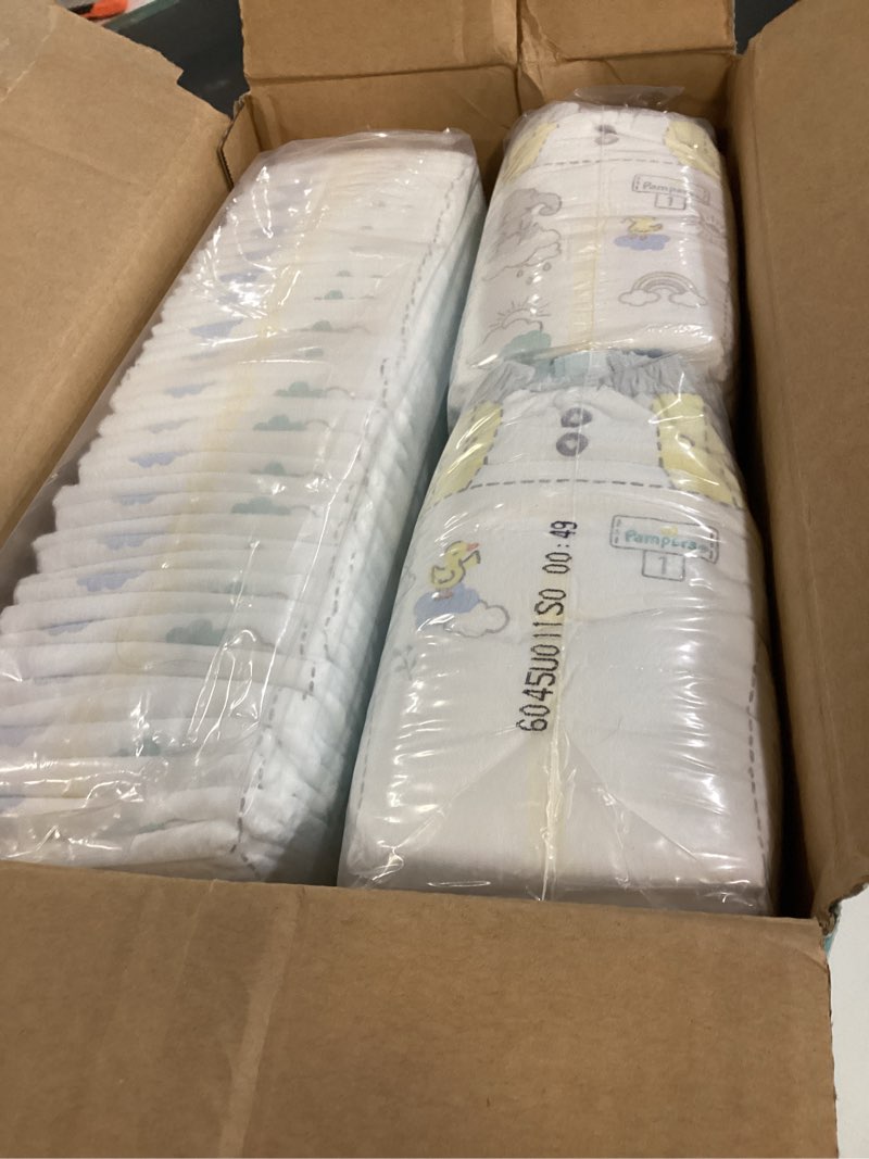 Condition photo showing Good Condition for pampers swaddlers sensitive disposable diapers - size 1 - 164ct: 8-14 lbs, with aloe, paraben-free, wetness indicator