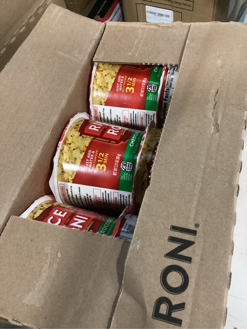 Condition photo showing New/Like New for (bbd:20/apr/2026) rice-a-roni cups, individual cup 2.25 ounce (pack of 12) cheddar broccoli 2.25 ounce (pack of 12)