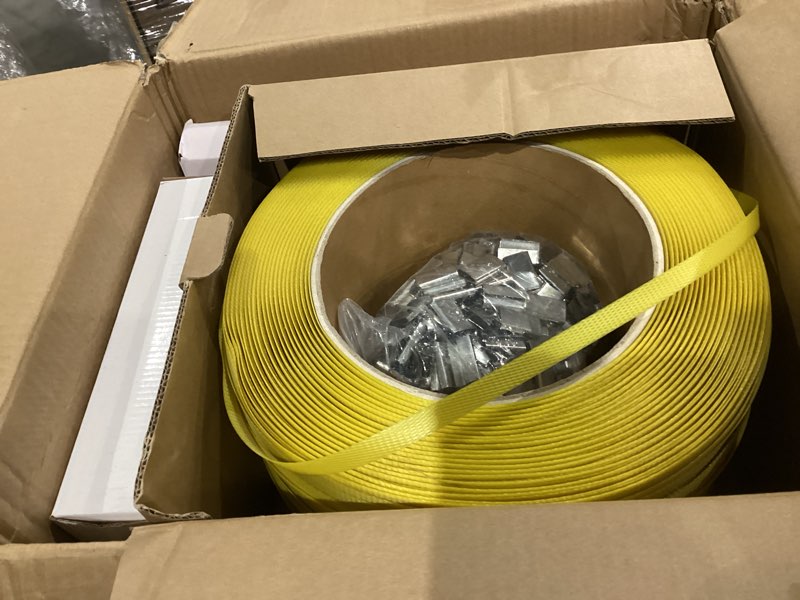 Condition photo showing Good Condition for MYFAMIREA Heavy Duty Banding Strapping Kit with Tensioner Tool, 1/2"x 3500FT Polypropylene Plastic Packaging Strapping, 300 Metal Seals, Sealer Tool for Pallets, Logistics, Warehouse (Red) Strapping Kit (Yellow)