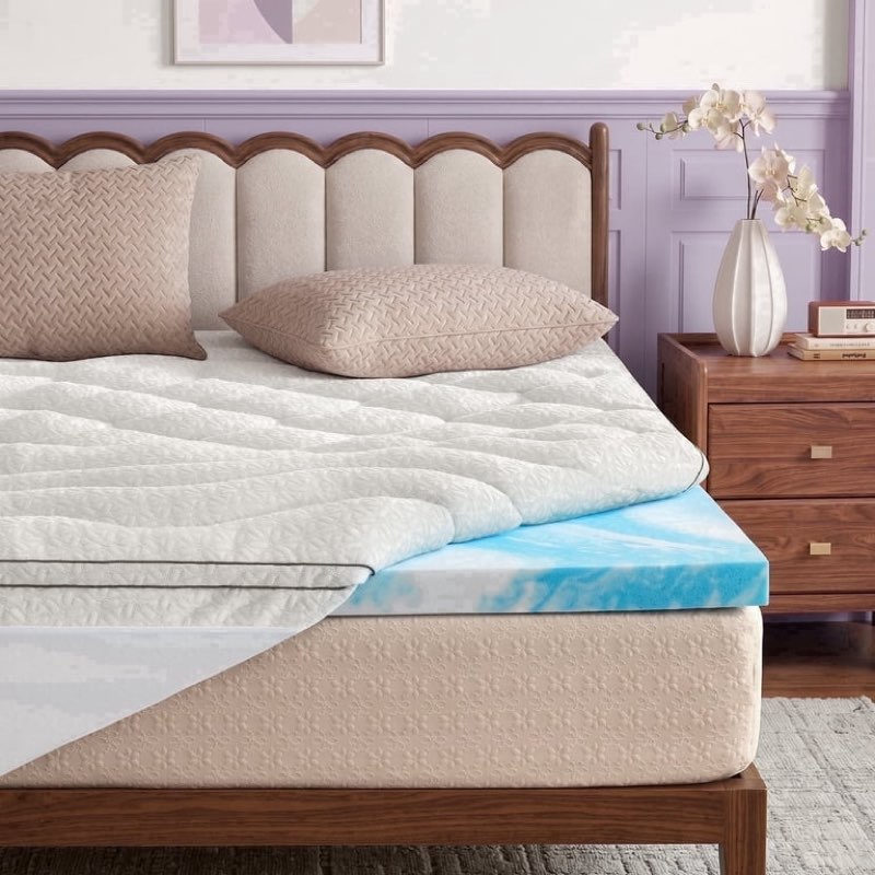 similar to full size memory foam mattress topper | bestier cooling bed pad with tencel lyocell pillow top for hot sleepers | medium support for back pain relief | breathable noiseless | deep pocket cover, white