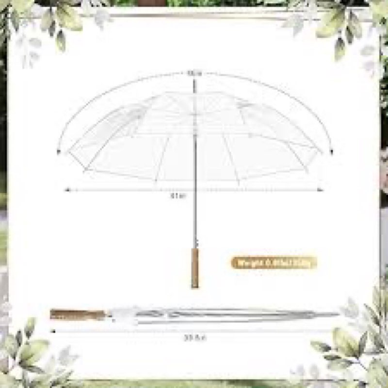 2 Pcs Wedding Umbrellas Bulk, 41 Inch Wedding Stick Umbrellas with Wooden Handle