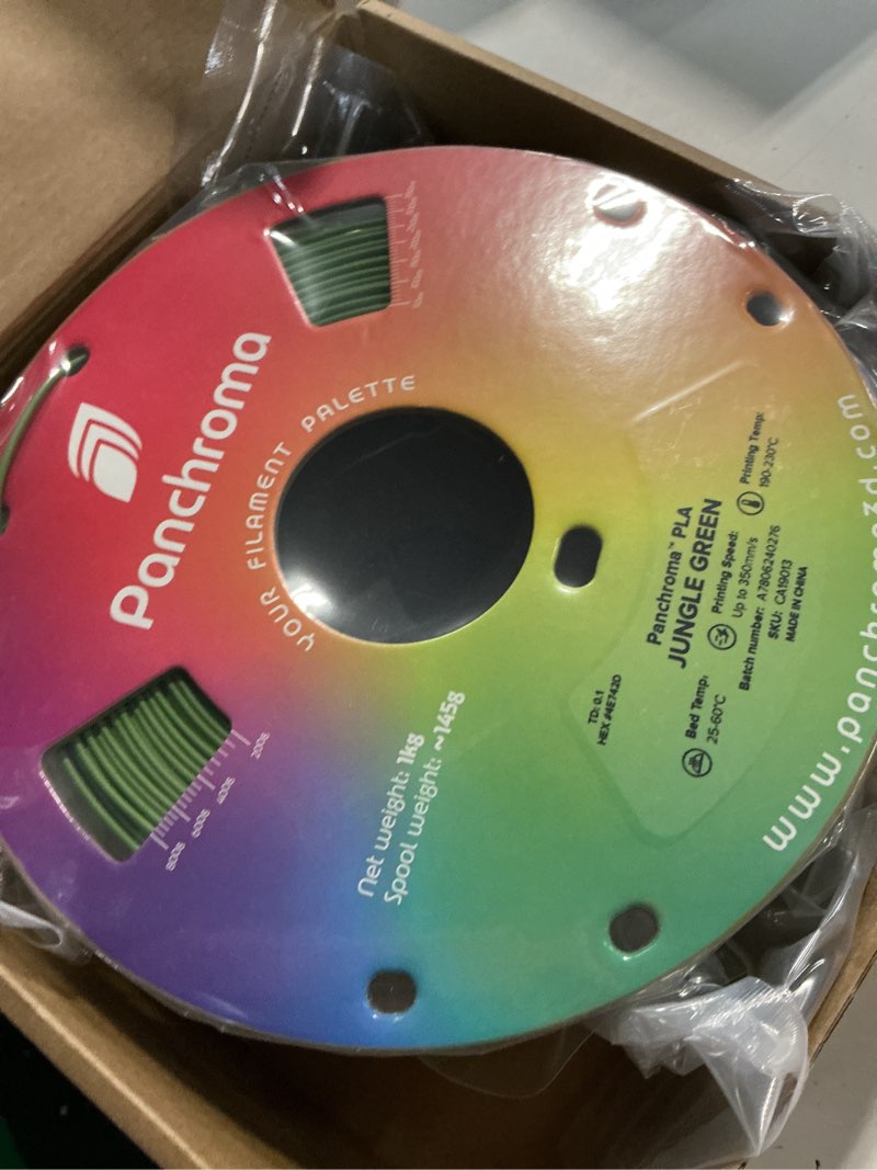 Condition photo showing Good Condition for polymaker panchroma pla jungle green 3d printer filament, 1.75mm, 1kg spool, easy to print, high speed printing, tangle free, ams compatible, perfect for toys, decor, miniatures, models & cosplay 121 - 1.75mm jungle green (hex code: #4e742d) basic pla