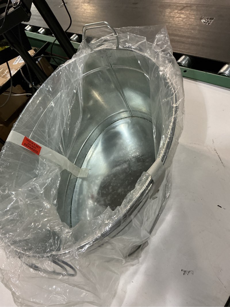 Condition photo showing As Is for large 6-gallon galvanized tin beverage tub, 20x14x10 inches (pack of 2)