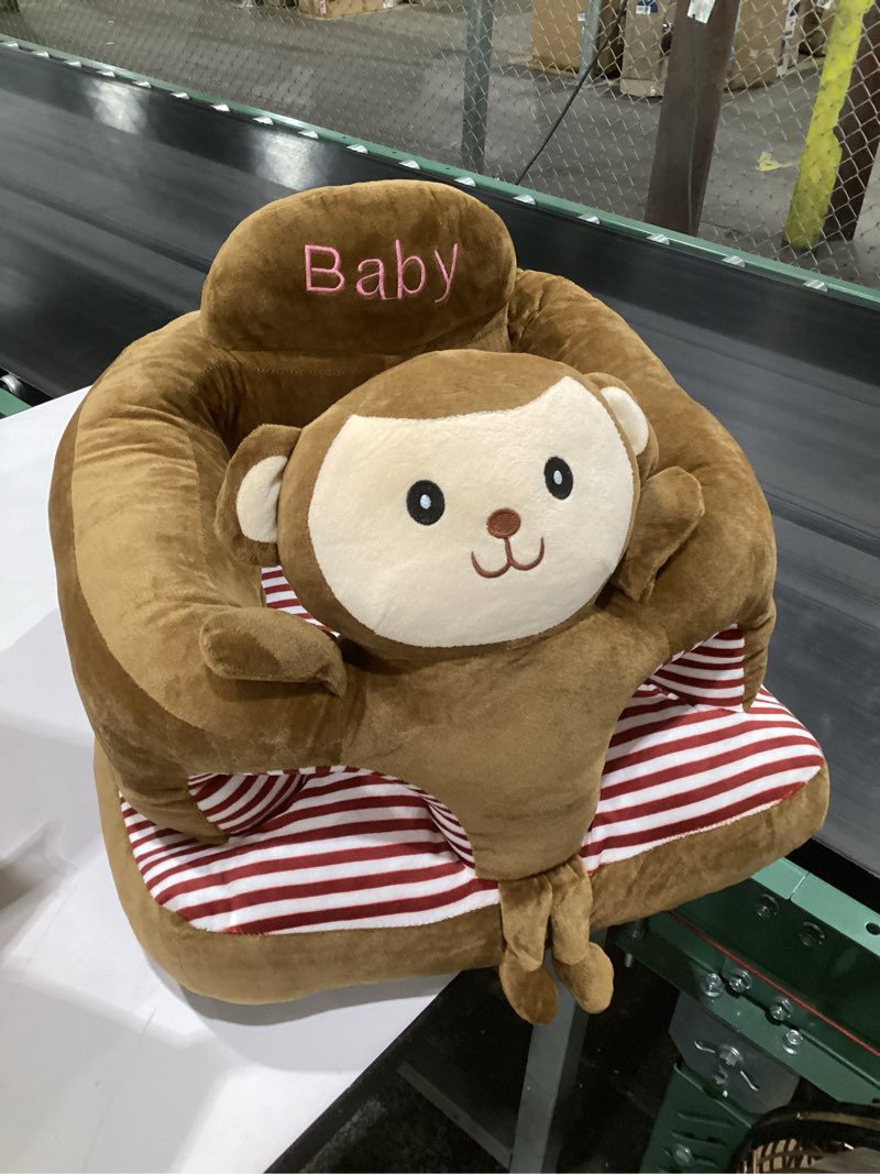 Condition photo showing Good Condition for (similar to stock photos)baby seat for 3-24 month, infant back support floor chair, plush cartoon animals baby sofa, toddler floor seater for sitting up, portable activity seat for babies (monkey)