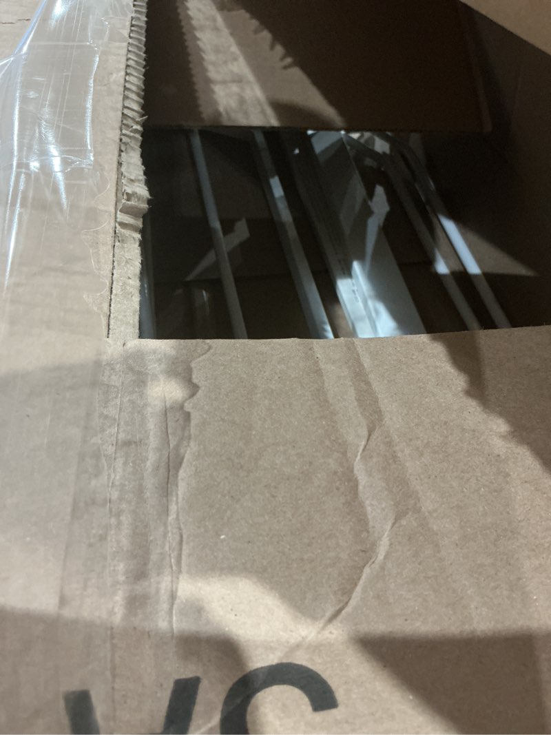 Condition photo showing As Is for regalo safety 29-38.5" baby gate for doorways & bottom of stairs, pressure mounted baby gate with door for babies, toddlers & pets, tested & safe for 30 years, american designed, american owned, white white 29-38.5"w x 30"h