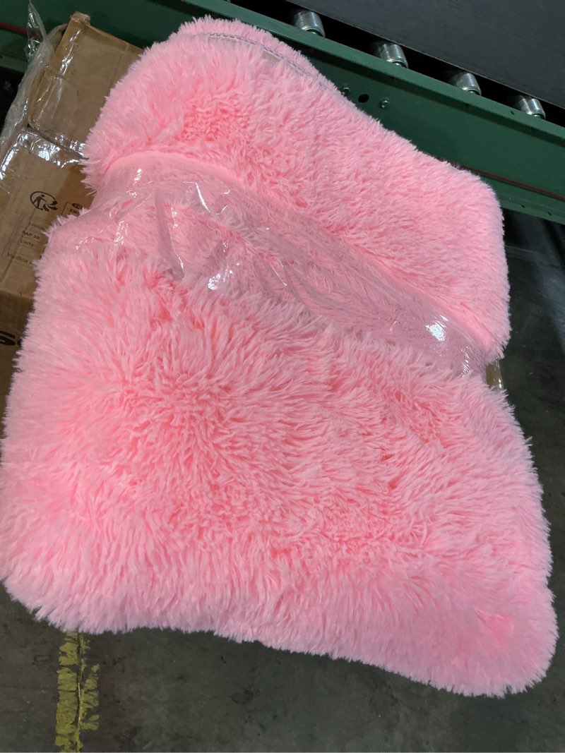 Condition photo showing As Is for Pink Fluffy 4x6 Area Rugs for Bedoom Girls, Soft Washable Fuzzy Furry Shag Rug for Kids Room, Nursery, Dorm Decor, Cute Plush Carpet for Baby Toddler Pink 6' x 4' (Rectangular)