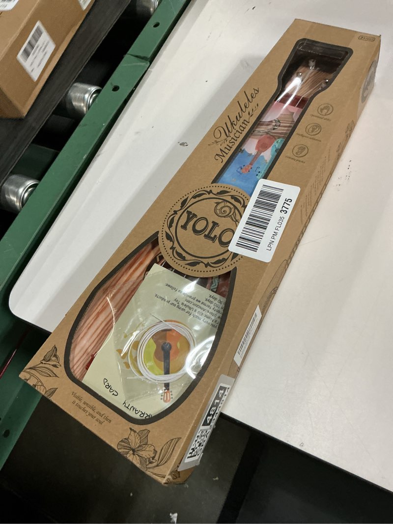 Condition photo showing New/Like New for YOLOPLUS+ 17 Inch Kids Ukulele Guitar Toy 4 Strings Mini Children Musical Instruments Educational Learning Toy for Toddler Beginner Keep Tone Anti-Impact Can Play with Picks/Strap/Primary Tutorial Sprucewood