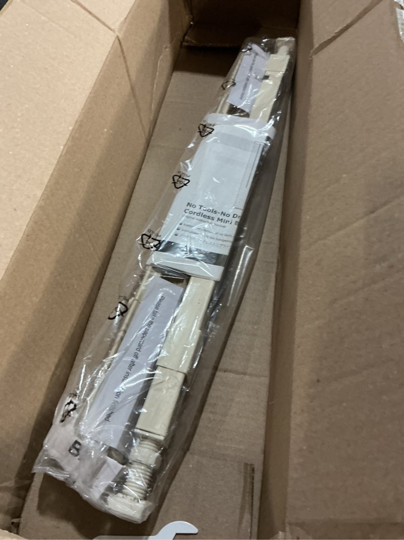 Condition photo showing item condition for lazblinds no tools no drill 1" vinyl mini blinds, cordless blinds for windows, light filtering horizontal window blinds & shades, 23" w x 48" h, cream cordless-cream 23" w x 48" h