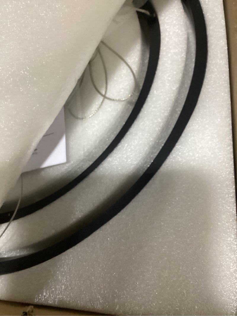 Condition photo showing Good Condition for modern led chandelier black 2-rings pendant light circular flush mount ceiling chandelier lighting with remote control for bedroom living room dining room entrance, 3000k-6500k black 2 rings