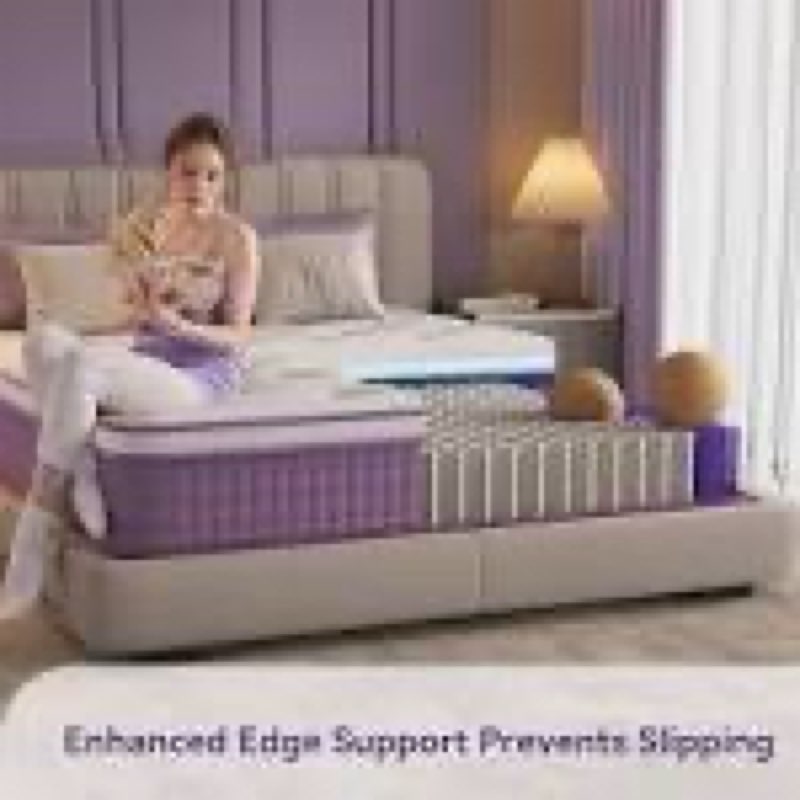 Queen Mattress 12 inch,Purple Queen Size Mattress in a Box,Cooling Gel Infused Memory Foam and Pocket Spring,Medium Firm,Pressure Relief,CertiPUR-US (Queen (U.S. Standard))