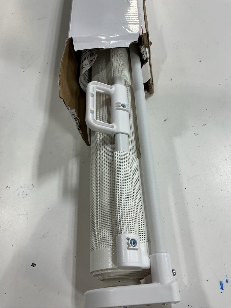 Condition photo showing Good Condition for reinforced 75 inch extra wide retractable baby gates with reinforced rods, retractable dog gate prevent bottom crawling through, mesh pet gate for large openings, white white reinforced 