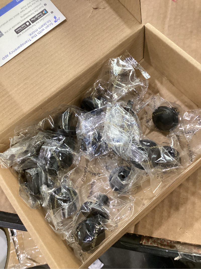 Condition photo showing As Is for ravinte 25 pack drawer pulls 1-1/4 inch kitchen cabinet knobs solid round dresser drawer knobs matte black dresser knobs drawer knobs simple cabinet hardware for cupboard drawer pulls matte black 25