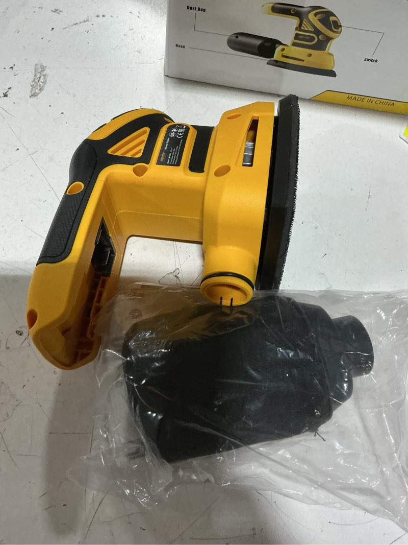 Condition photo showing As Is for brushless cordless detail sander compatible with dewalt 20v max battery (tool only), lightweight corner sander with dust box & 10 sandpapers, 12,000 opm compact power tool for wood, metal & diy