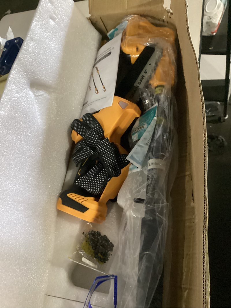 Condition photo showing New/Like New for 3-in-1 cordless chainsaw & pole saw set, 6"/8" inch, compatible with dewalt 20v max battery, 1200w brushless motor, electric pole saws for trimming & pruning (tool only)