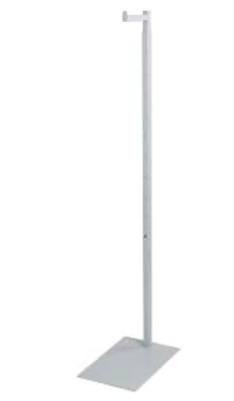sswbasics adjustable white costumer stand – single arm clothes rack - retail clothing and garment display stand – ideal for showcasing hanging items in thrift shops, boutiques and retail stores