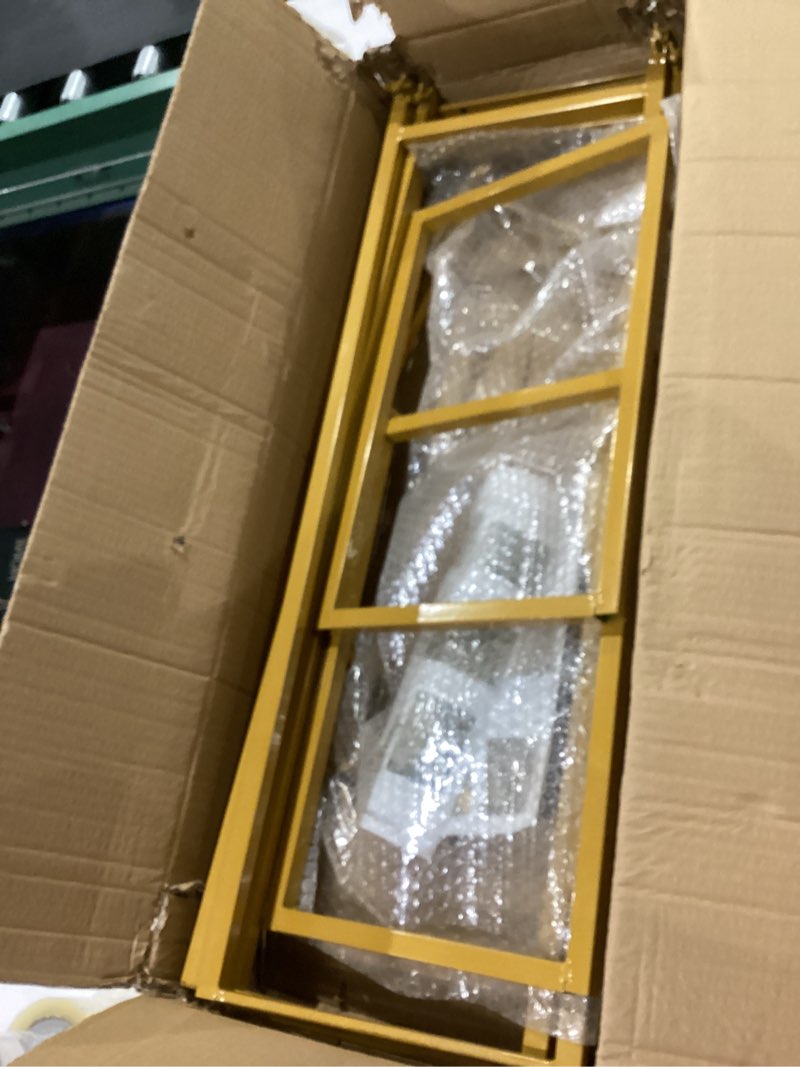 Condition photo showing As Is for Double Arch Backdrop Stand Metal Open Arch Backdrop Frame U Shaped Wedding Arches for Ceremony Baby Shower Garden Birthday Party Decoration (Gold, 7.2FT×4FT) Gold 7.2FT×4FT(H×W)