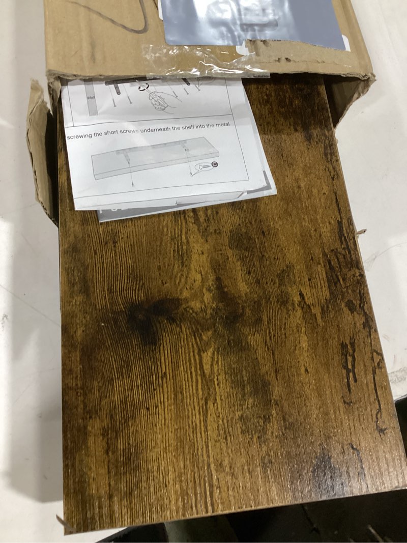 Condition photo showing Good Condition for BAYKA Floating Shelves, 22.5 inches Rustic Wood Wall Shelves for Bathroom?Bedroom, Living Room, Kitchen & Book, Hanging Display Decor Organization Shelf with 22 lbs Capacity (Rustic Brown) B. Rustic Brown - Americana Farmhouse Style 22.5inches