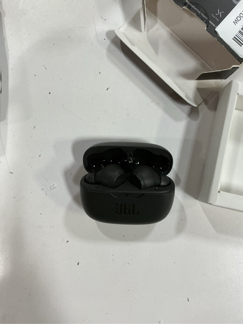 Condition photo showing Good Condition for jbl vibe beam - true wireless jbl deep bass sound earbuds, bluetooth 5.2, water & dust resistant, hands-free call with voiceaware, up to 32 hours of battery life (black) black earbuds
