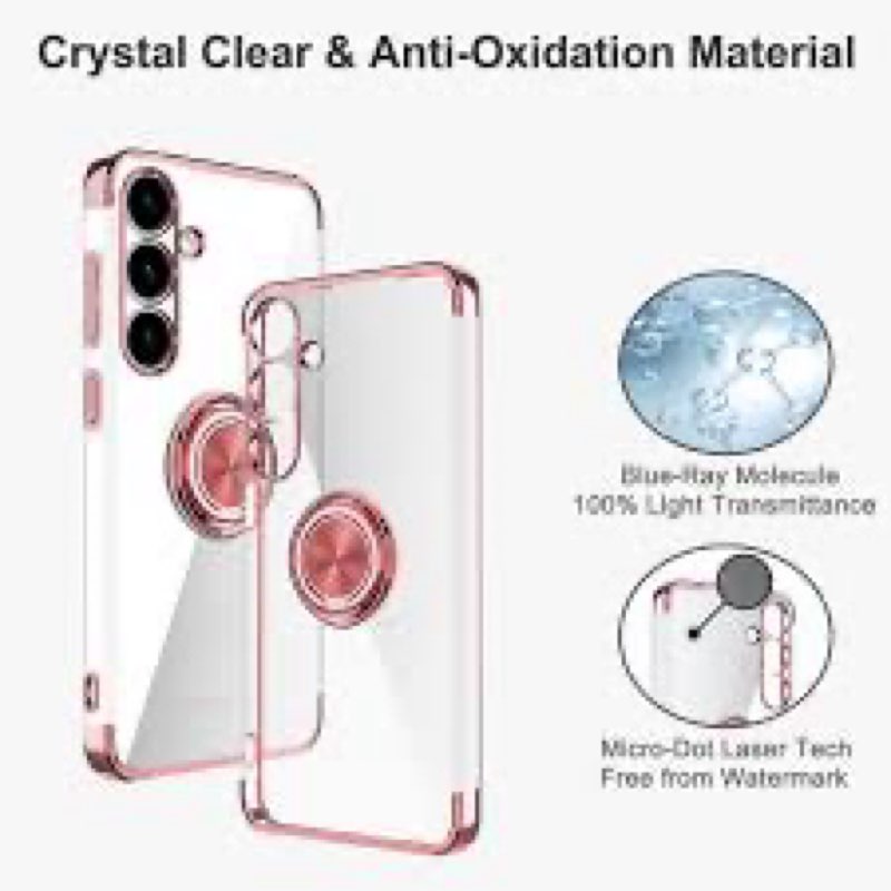 Tnarru Designed for Samsung Galaxy S24 Clear Case with Stand [Magnetic Ring Holder Kickstand] Soft T