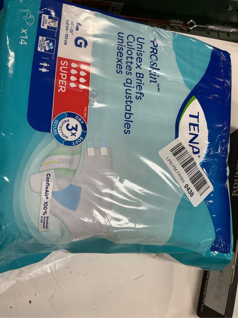 Condition photo showing New/Like New for tena proskin unisex adult diapers with tabs, maximum absorbency, large, 14 ct large 14
