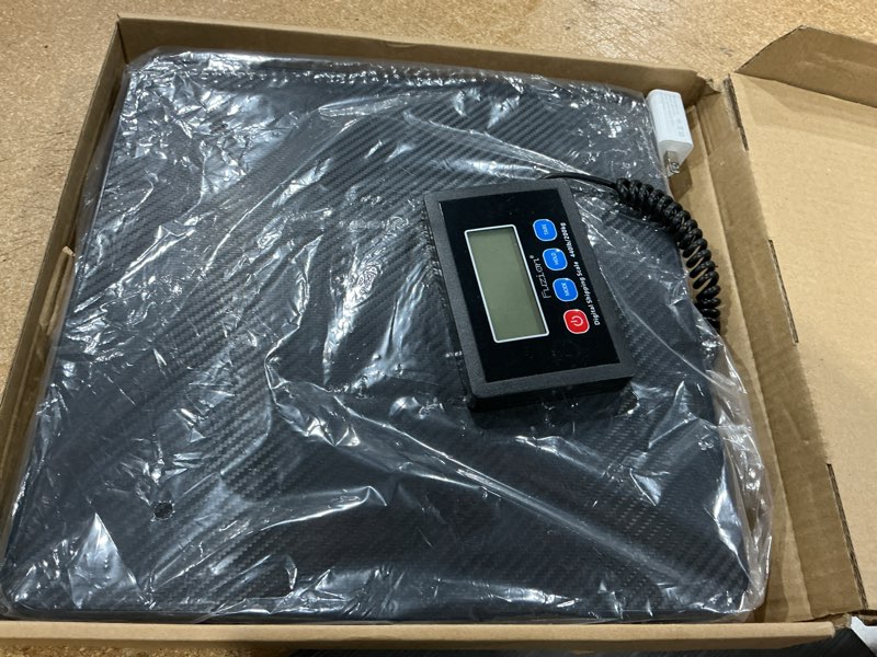 Condition photo showing Good Condition for fuzion shipping scale, 440lb x 10g high accuracy postal scale, hold/tare function, digital shipping postal scale for packages, postage, luggage, mailing, battery & ac adapter included black carbon fiber