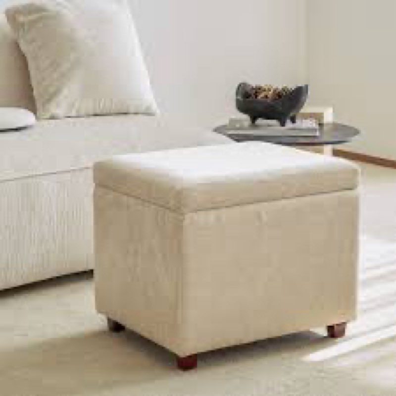 21.7" Wide Square Upholstered Ottoman