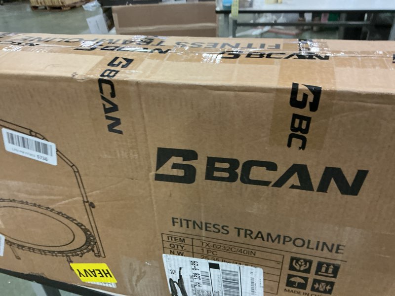 Condition photo showing New/Like New for BCAN 40"/48" Mini Rebounder Trampoline for Adults with Bar, 450/550LBS Fitness Trampoline with Bungees, Adjustable Handle, Stable & Quiet, Indoor Outdoor, Whole-Body Workout & Relaxation at Home 40IN 40IN-GREEN