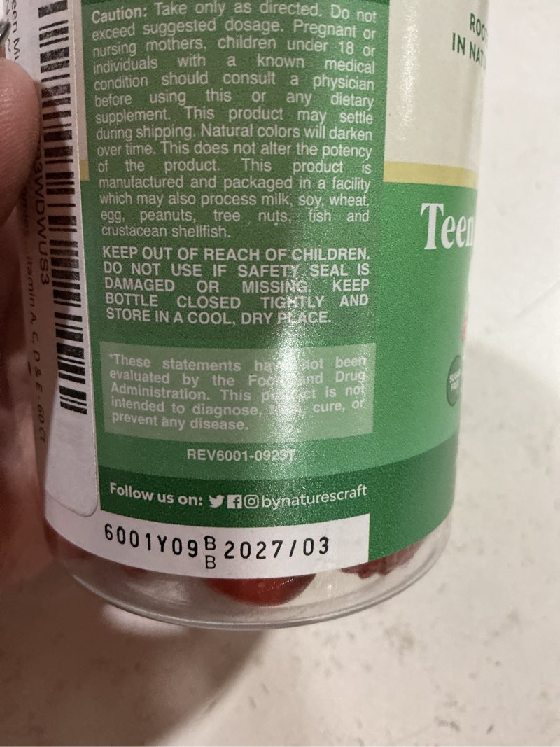 Condition photo showing New/Like New for teen multivitamin gummies 12-17 - teen boys & girls gummy vitamins for better skin, immune strength, mood & energy support - teenage girl & boy supplements with zn, mg, vitamin a, c, d & e - 60 ct 60 count (pack of 1)