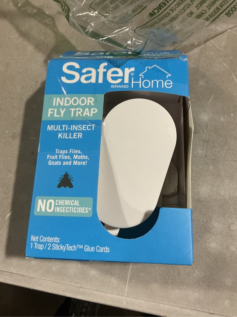 Condition photo showing As Is for safer home indoor plug-in fly trap - sh502 - effective fruit fly traps for indoors, gnat traps for house indoor, 400 sq ft protection - style: 1 device + 2 glue cards